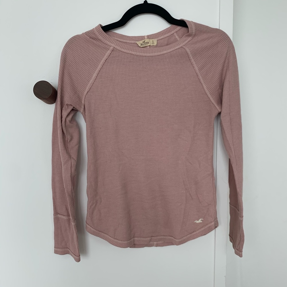 Hollister Pink Waffle Knit Long Sleeve